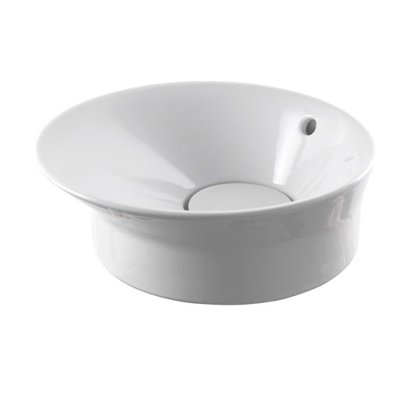 Lavabo 40cm angular de apoyo con rebosadero y tapón cerámico clicker Tono Noken