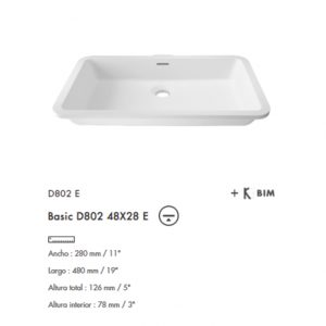 Lavabo Basic D802 48x28 Krion