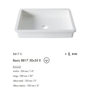 Lavabo Basic bajo cubierta B820E 50x35 Krion